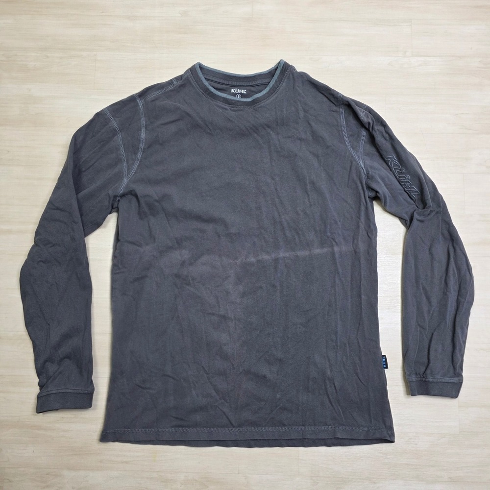 Kuhl Wildfibre Mens Small Charcoal Organic Cotton Long Sleeve Shirt Zip Pocket